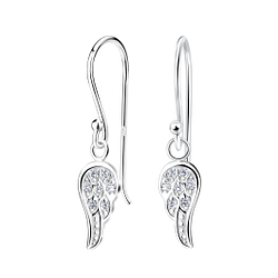 Wholesale Silver Wing Cubic Zirconia Earrings