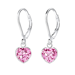 Wholesale 7mm Heart Cubic Zirconia Silver Lever Back Earrings