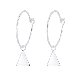 Wholesale Silver Triangle Charm Hoop Earrings