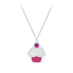 Wholesale Silver Cupcake Necklace