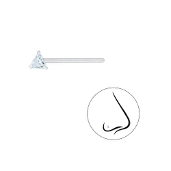 Wholesale 3mm Triangle Cubic Zirconia Silver Nose Stud