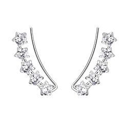 Wholesale Silver Star Cubic Zirconia Ear Climbers