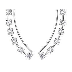 Wholesale Silver Curved Line Cubic Zirconia Ear Climbers