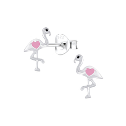 Wholesale Silver Flamingo Stud Earrings