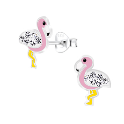 Wholesale Silver Flamingo Stud Earrings