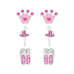 Wholesale Silver Ballerina Stud Earrings Set