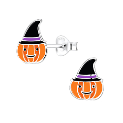 Wholesale Silver Pumpkin Stud Earrings