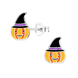 Wholesale Silver Pumpkin Stud Earrings