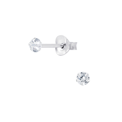 Wholesale 4mm Round Silver Cubic Zirconia Stud Earrings