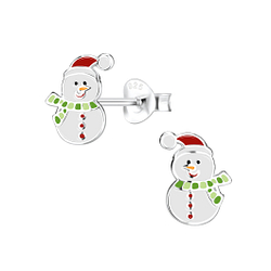 Wholesale Silver Snowman Stud Earrings