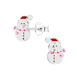 Wholesale Silver Snowman Stud Earrings