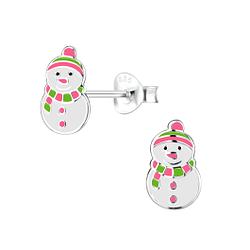 Wholesale Silver Snowman Stud Earrings