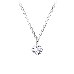 Wholesale 4mm Round Crystal Silver Necklace
