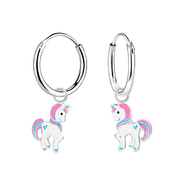 Wholesale Silver Unicorn Hoop Earrings