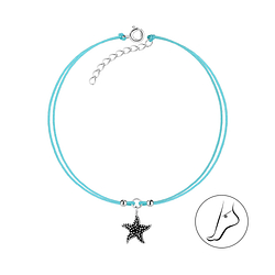 Wholesale Silver Starfish Cord Anklet