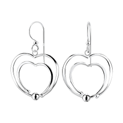 Wholesale Silver Double Heart Earrings