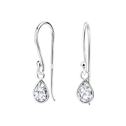 Wholesale 4X6mm Pear Cubic Zirconia Silver Earrings