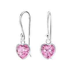 Wholesale 7mm Heart Cubic Zirconia Silver Earrings