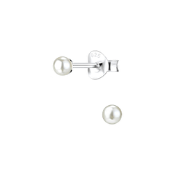 Wholesale 3mm Pearl Silver Stud Earrings