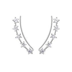 Wholesale 3mm Star Cubic Silver Zirconia Ear Climbers