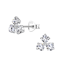 Wholesale Silver Triangle Crystal Stud Earrings