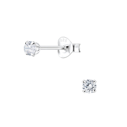 Wholesale 3mm Round Cubic Zirconia Silver Stud Earrings