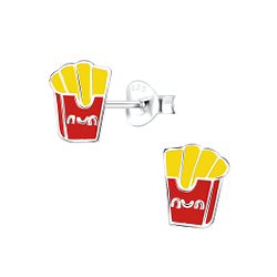 Wholesale Silver French Fries Stud Earrings