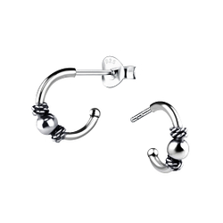 Wholesale Silver Half Hoop Stud Earrings
