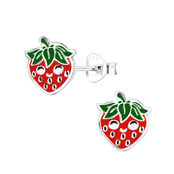 Wholesale Silver Strawberry Stud Earrings