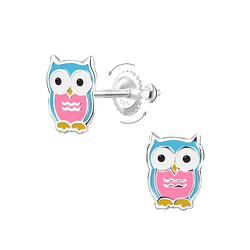 Wholesale Silver Owl Screw Back Earrings