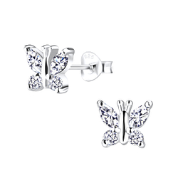 Wholesale Silver Butterfly Stud Earrings