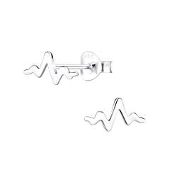 Wholesale Silver Heartbeat Stud Earrings