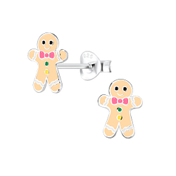 Wholesale Silver Gingerbread Stud Earrings