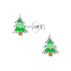 Wholesale Silver Christmas Tree Stud Earrings