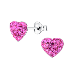 Wholesale Silver Heart Crystal Stud Earrings