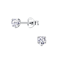 Wholesale 4mm  Heart Cubic Zirconia Stud Earrings