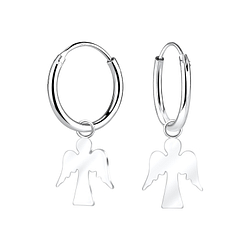 Wholesale Silver Angel Charm Hoop Earrings