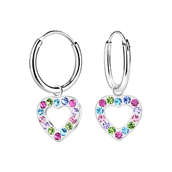 Wholesale Silver Heart Crystal Charm Hoop Earrings