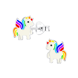 Wholesale Silver Unicorn Stud Earrings