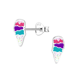 Wholesale Silver Ice Cream Stud Earrings