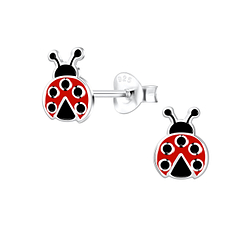 Wholesale Silver Ladybug Stud Earrings