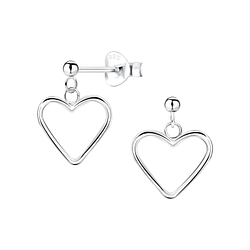 Wholesale Silver Ball with Hanging Heart Stud Earrings