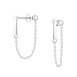 Wholesale Silver Bar Stud Earrings With Chain