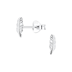 Wholesale Silver Feather Stud Earrings