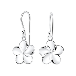 Wholesale Silver Plumeria Flower Earrings