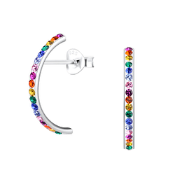 Wholesale Silver Rainbow Crystal Stud Earrings