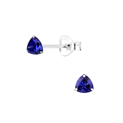 Wholesale 4mm Trillion Cubic Zirconia Silver Stud Earrings