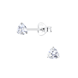 Wholesale 4mm Trillion Cubic Zirconia Silver Stud Earrings