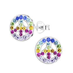 Wholesale Silver Rainbow Peace Stud Earrings