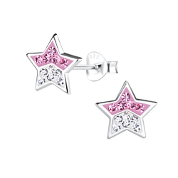 Wholesale Silver Star Crystal Stud Earrings